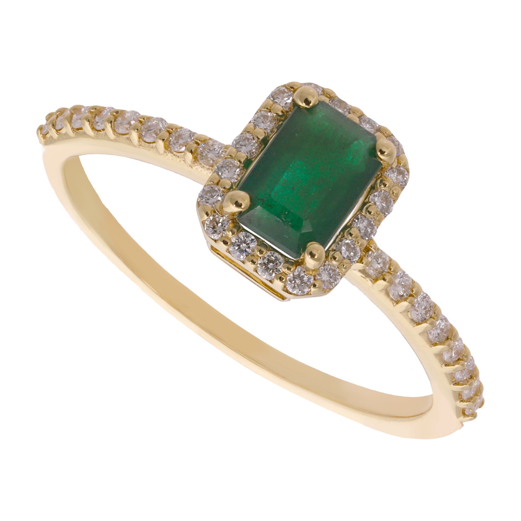 Anillo esmeralda y diamantes 14K