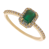 Anillo esmeralda y diamantes 14K