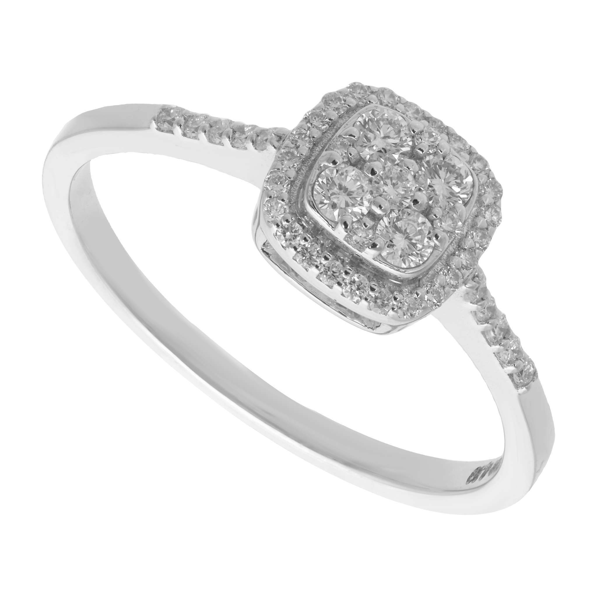 Anillo estilo cushion brillantes 14K