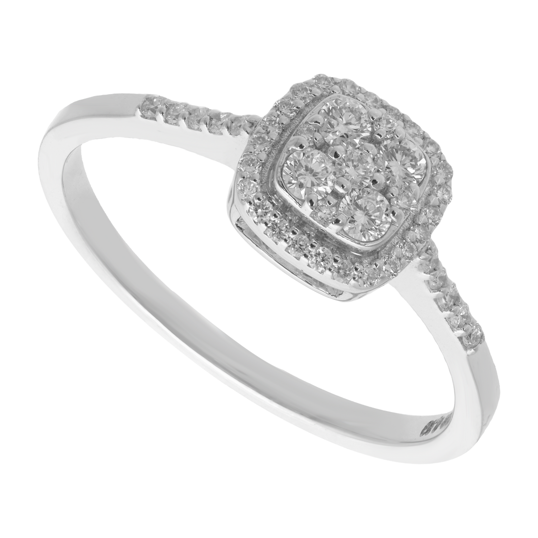 Anillo estilo cushion brillantes 14K