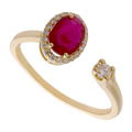Anillo rubí oval y brillantes 14K
