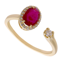 Anillo rubí oval y brillantes 14K