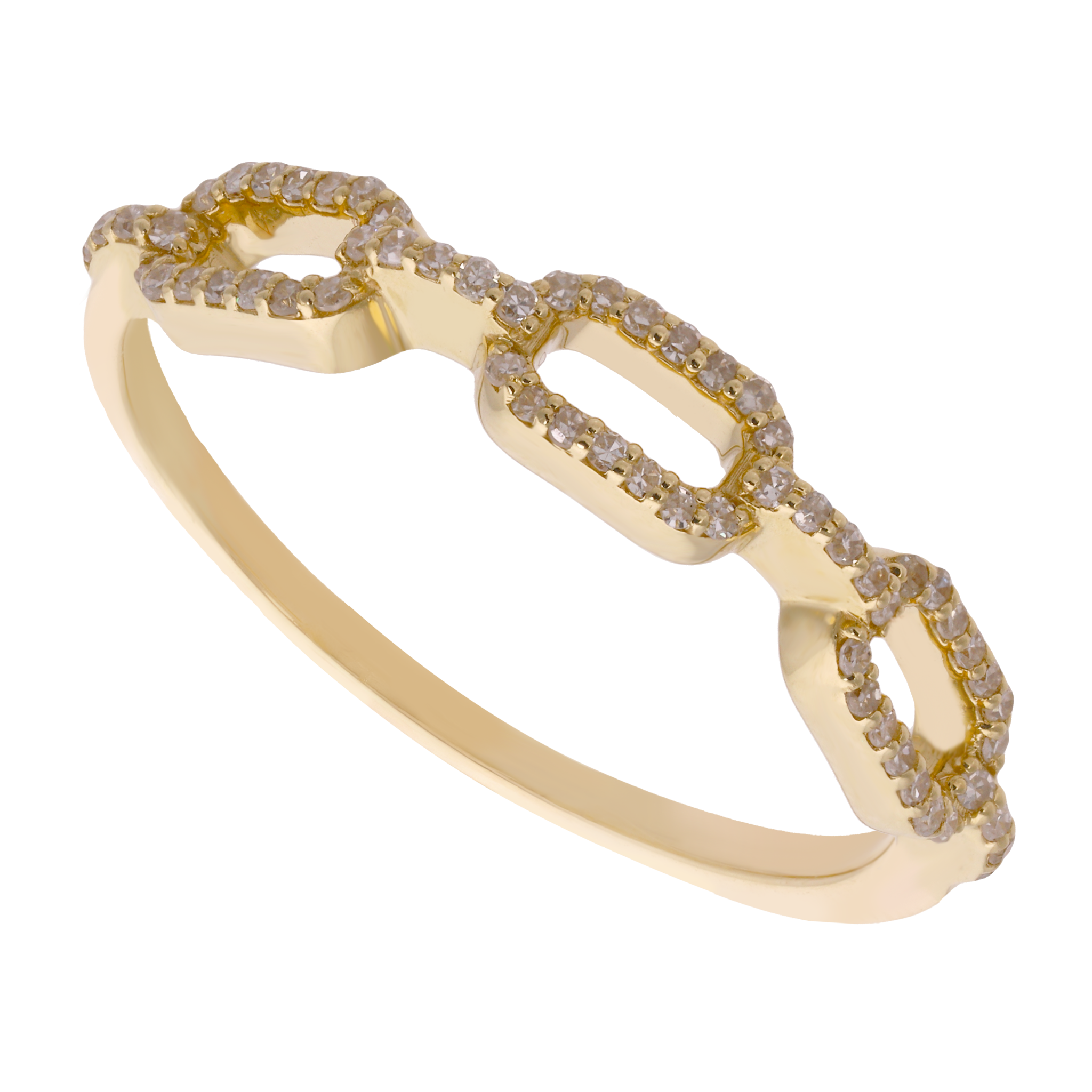 Anillo 3 eslabones brillantes 14K
