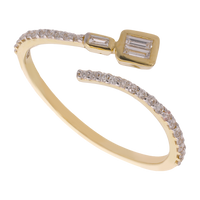 Anillo "tu y yo" baguettes y brillantes 14K