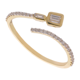 Anillo "tu y yo" baguettes y brillantes 14K