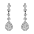 Aretes largos brillantes oro blanco 14K