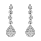 Aretes largos brillantes oro blanco 14K