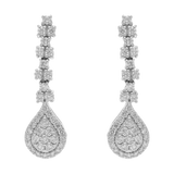Aretes largos brillantes oro blanco 14K