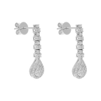 Aretes largos brillantes oro blanco 14K