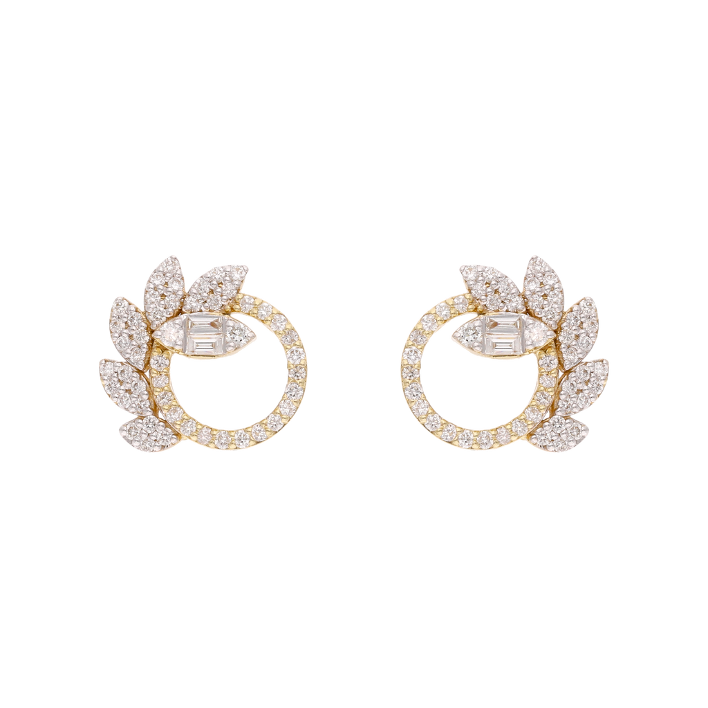 Broquel círculo 6 hojas brillantes 14K