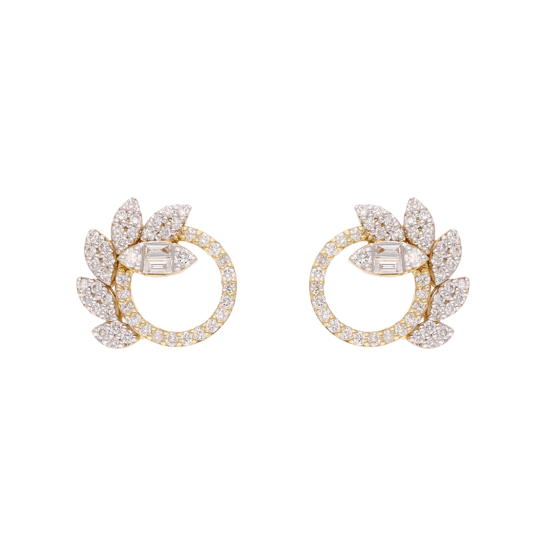 Broquel círculo 6 hojas brillantes 14K