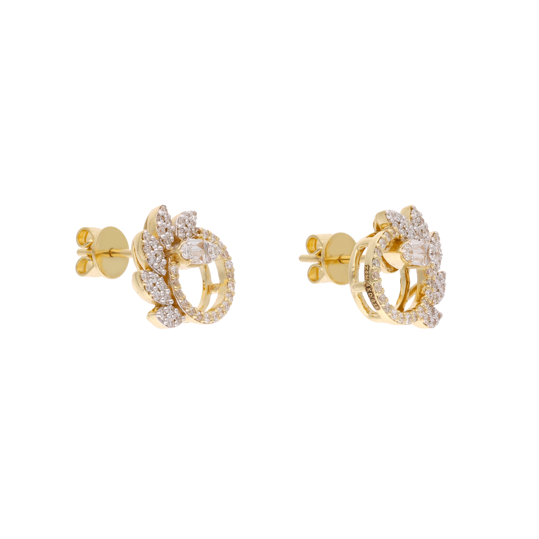 Broquel círculo 6 hojas brillantes 14K