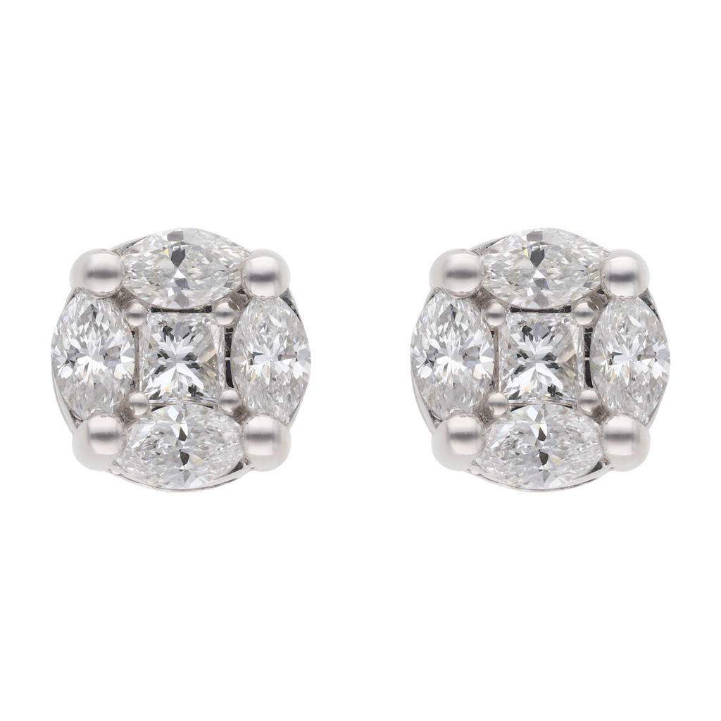 Broquel circular diamantes multishape 14K