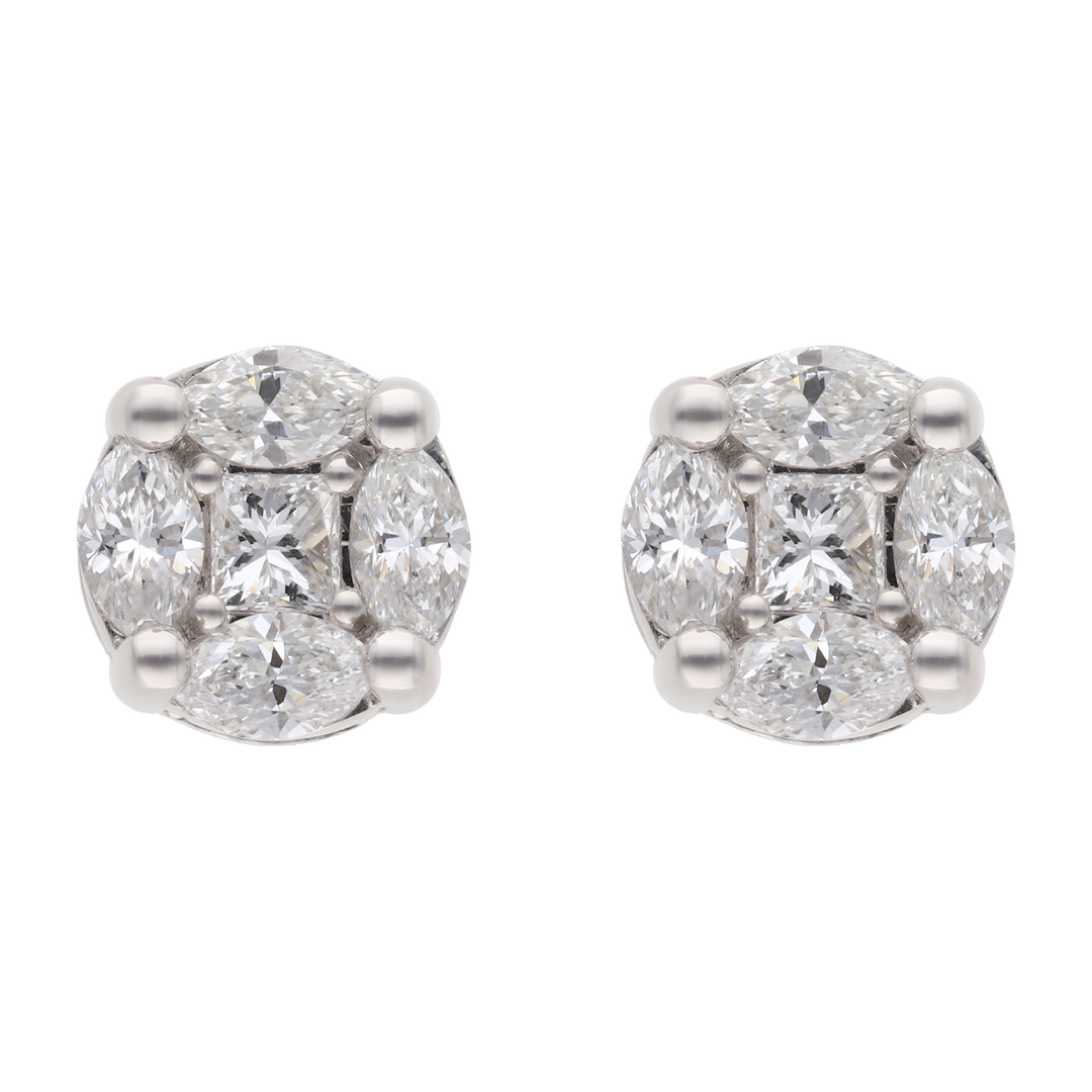 Broquel circular diamantes multishape 14K