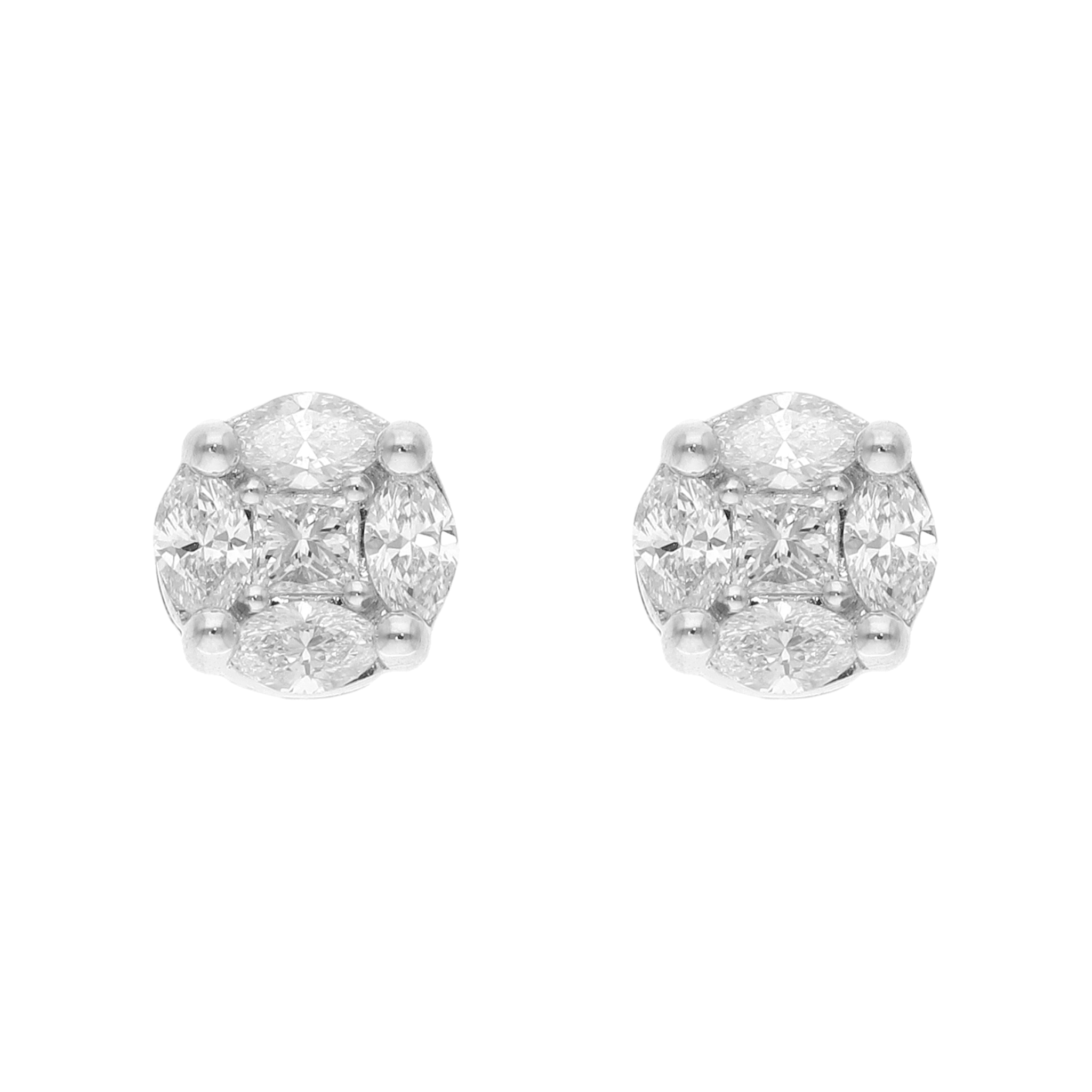 Broquel solitario multishape diamantes 14K