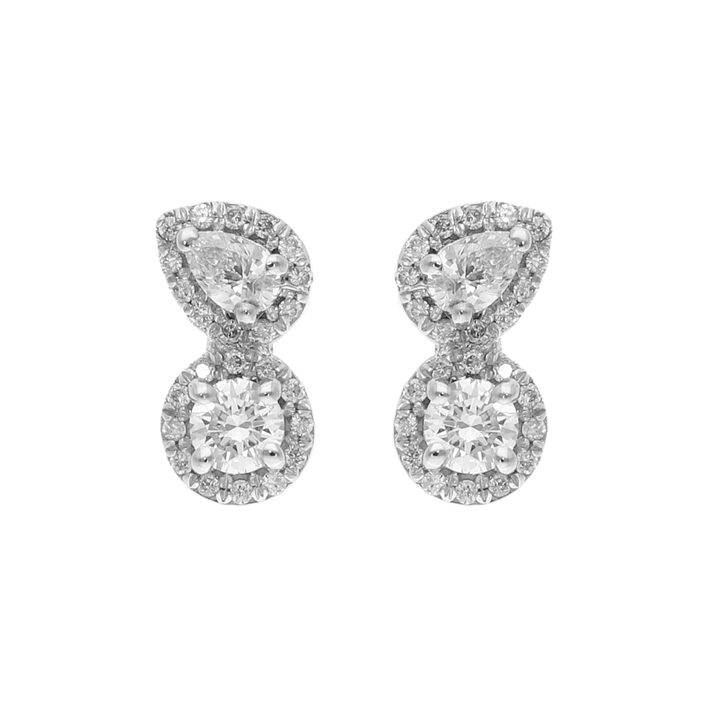 Broquel diamantes gota y brillante 14K