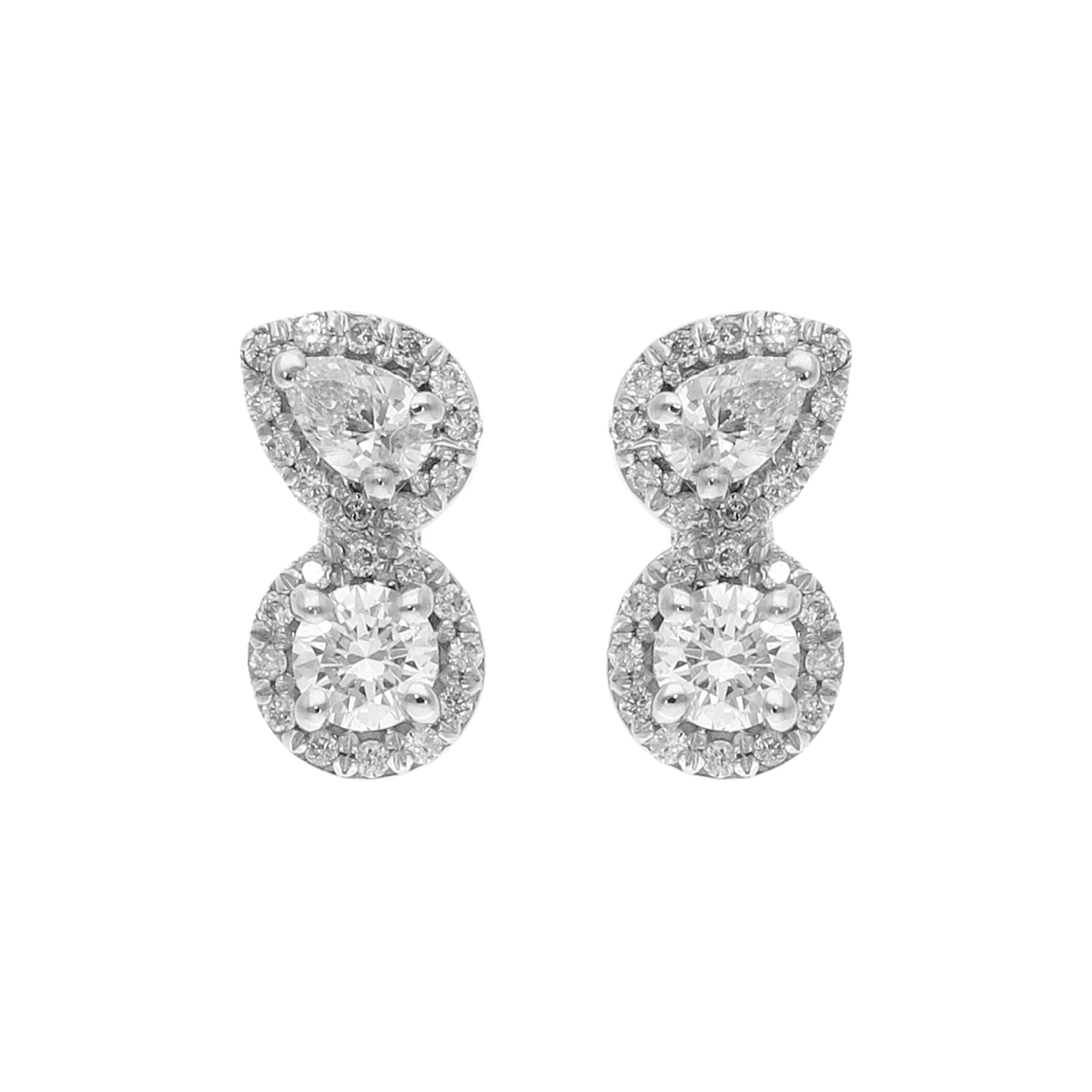 Broquel diamantes gota y brillante 14K