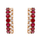 Huggies 2 filas rubíes y diamantes 14K