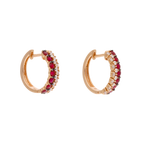 Huggies 2 filas rubíes y diamantes 14K