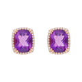 Broquel amatista y brillantes oro rosa 14K