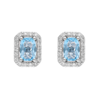 Broquel topacio azul y brillantes 14K