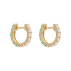 Huggies doble cara brillantes y esmeralda/zafiro/turquesa 14K