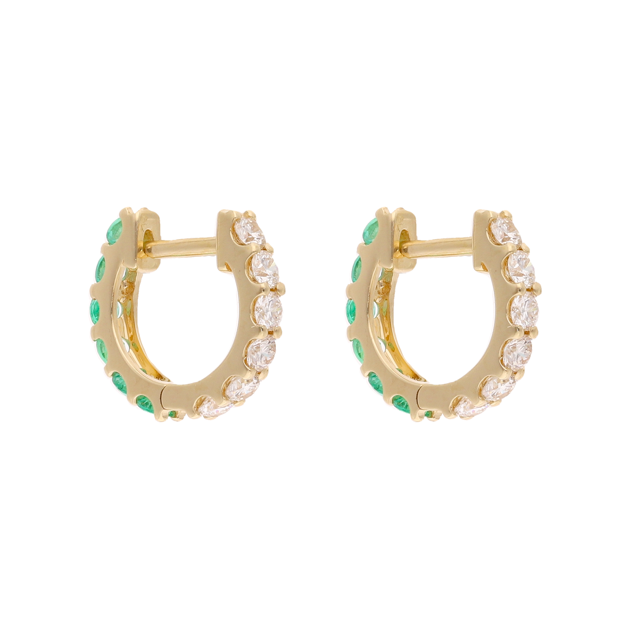Huggies doble cara brillantes y esmeralda/zafiro/turquesa 14K