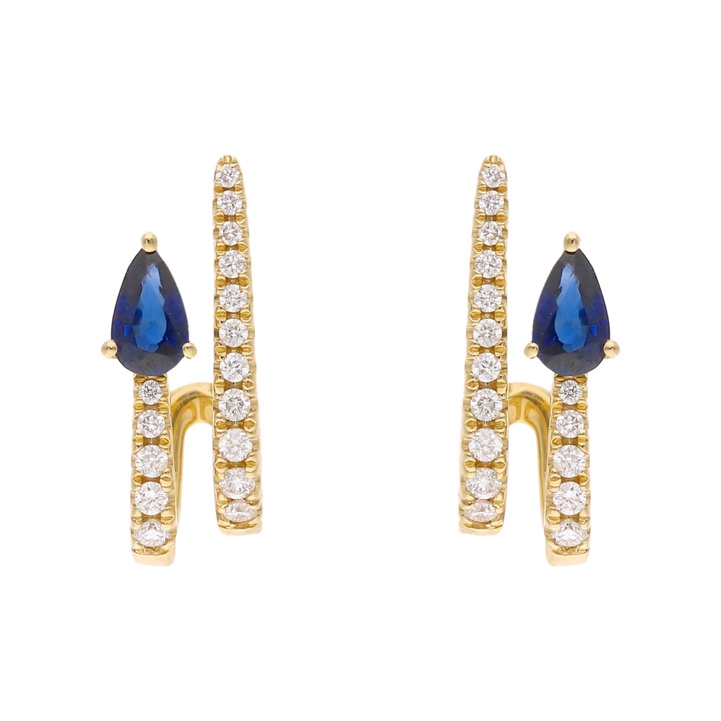 Medias huggies 2 líneas zafiro gota y diamantes 14K