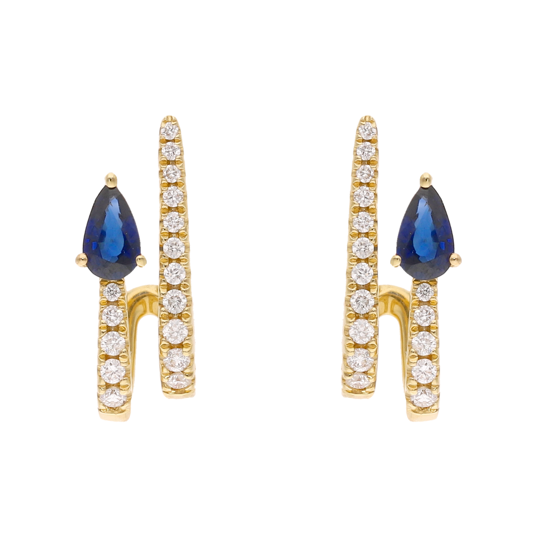 Medias huggies 2 líneas zafiro gota y diamantes 14K