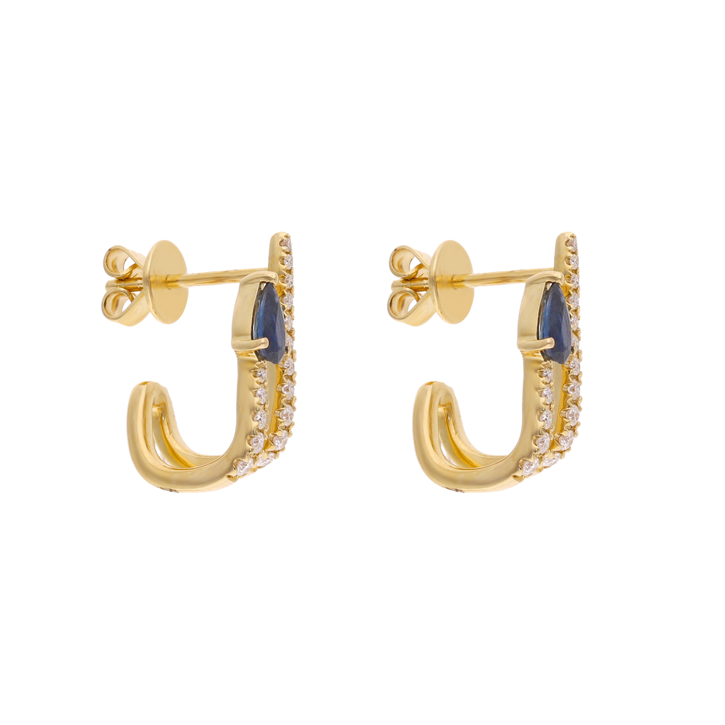 Medias huggies 2 líneas zafiro gota y diamantes 14K