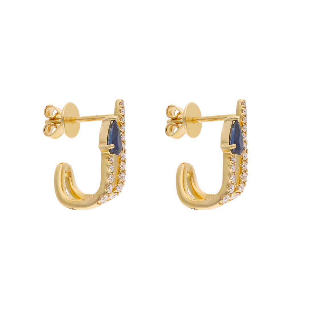 Medias huggies 2 líneas zafiro gota y diamantes 14K