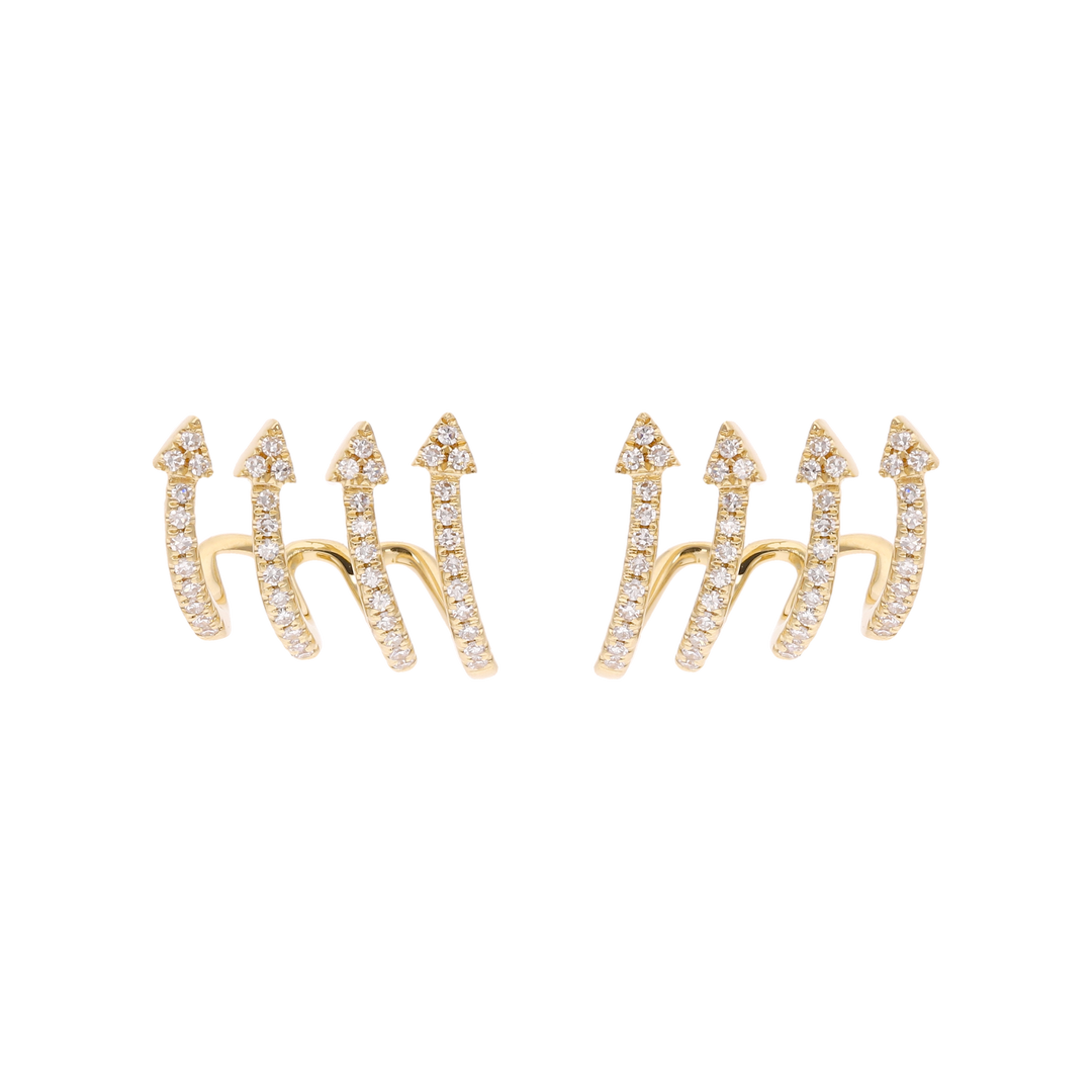 Aretes 4 flechas diamantes 14K