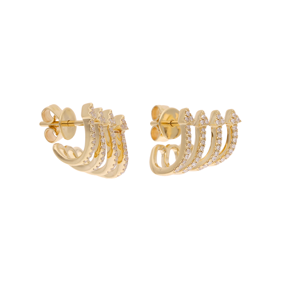 Aretes 4 flechas diamantes 14K