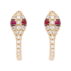 Huggies serpiente esmeralda/rubí y diamantes 14K