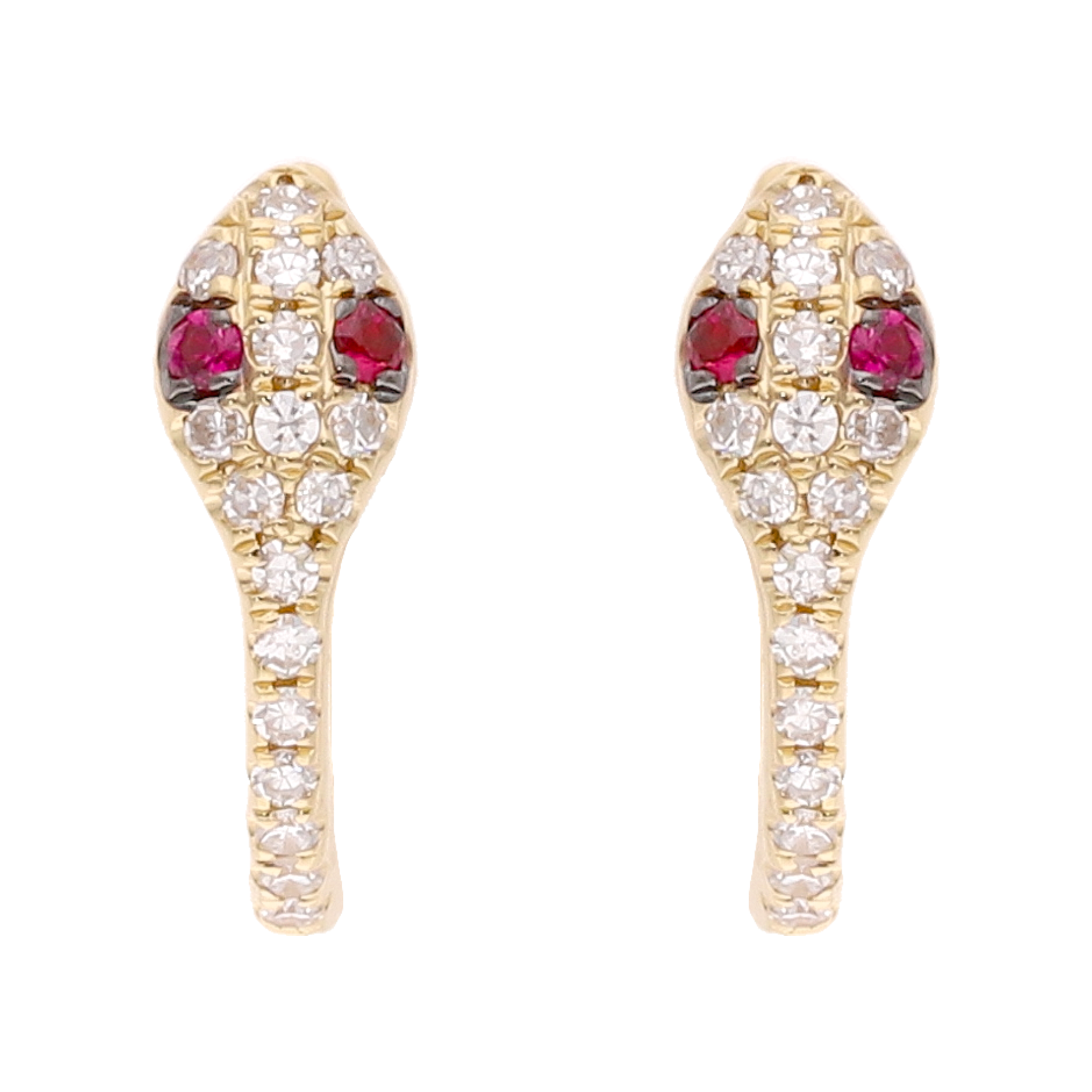 Huggies serpiente esmeralda/rubí y diamantes 14K