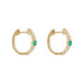 Huggies rubí/esmeralda/zafiro y diamantes 14K