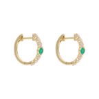 Huggies rubí/esmeralda/zafiro y diamantes 14K