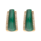 Arracadas malaquita y brillantes 14K