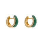 Arracadas malaquita y brillantes 14K
