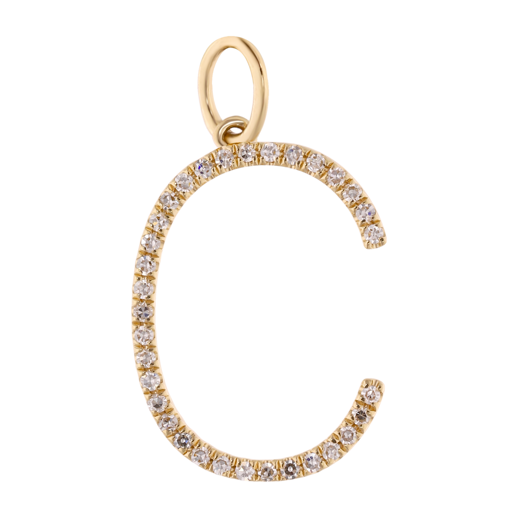 Dije inicial grande diamantes 14K