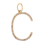 Dije inicial grande diamantes 14K