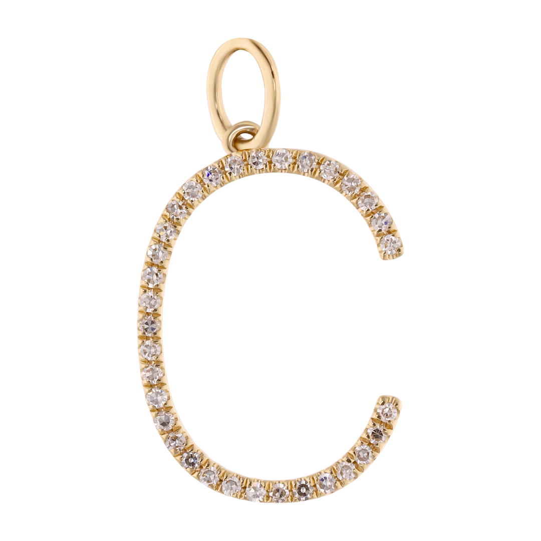 Dije inicial grande diamantes 14K
