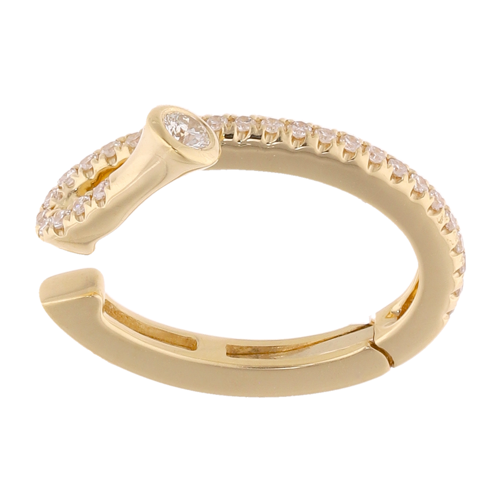 Earcuff trompeta diamantes 14K