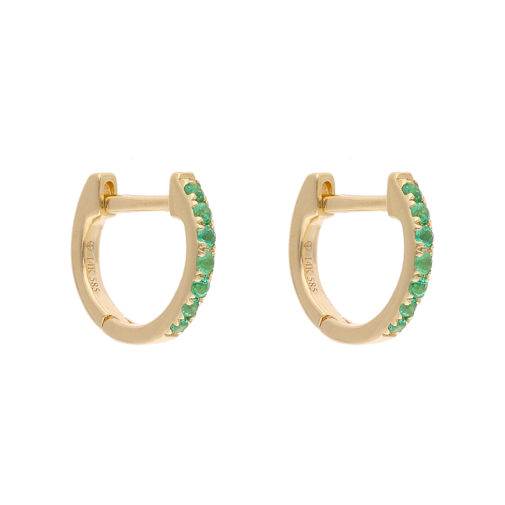 Huggies esmeraldas oro amarillo 14K