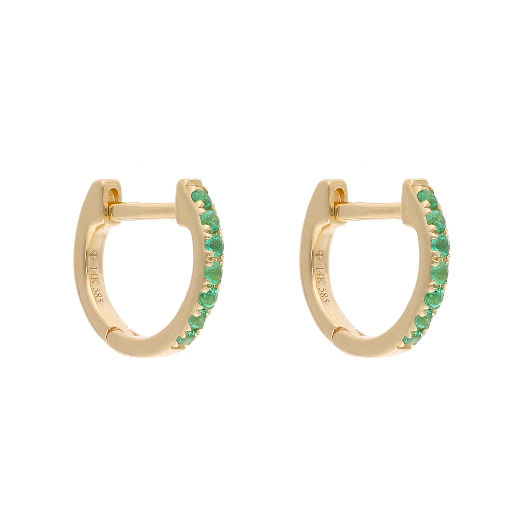 Huggies esmeraldas oro amarillo 14K