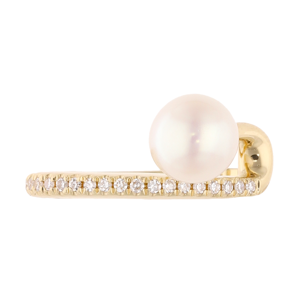 Earcuff perla y diamantes 14K