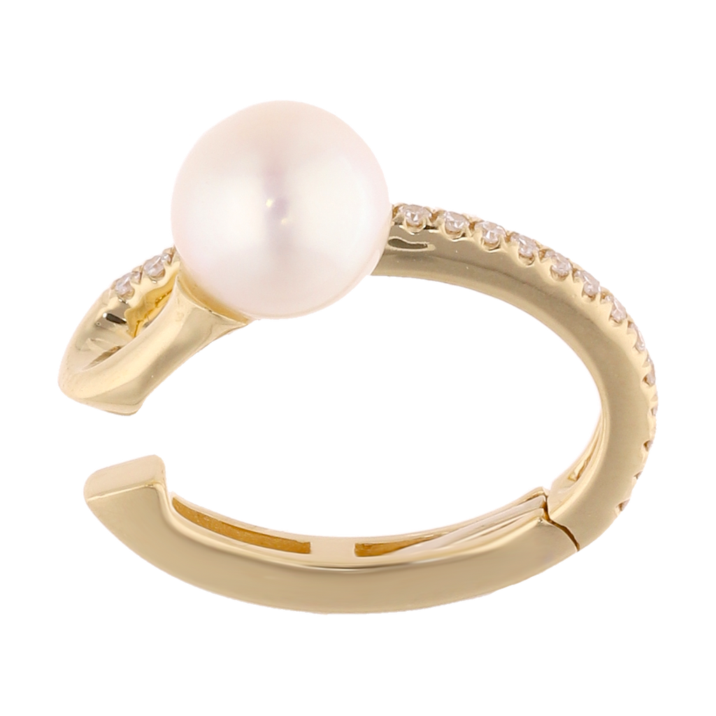 Earcuff perla y diamantes 14K