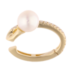 Earcuff perla y diamantes 14K