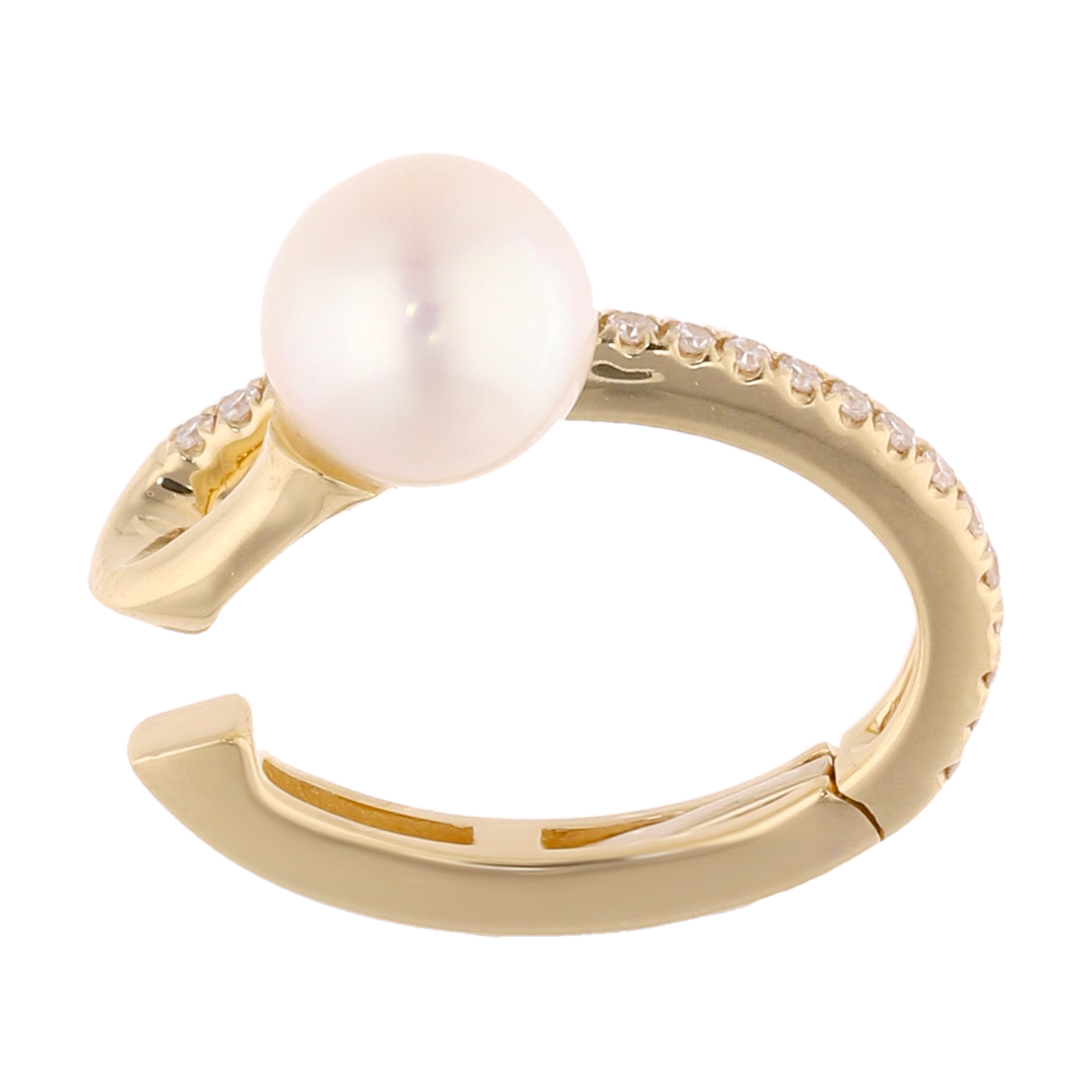 Earcuff perla y diamantes 14K