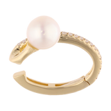 Earcuff perla y diamantes 14K